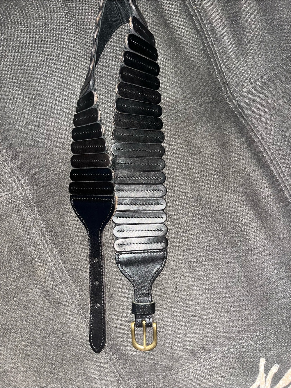 Anthropologie Black Leather Decorative Strap with Brass Buckle